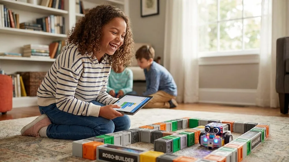 Child ages nine and up engaging with an interactive toy