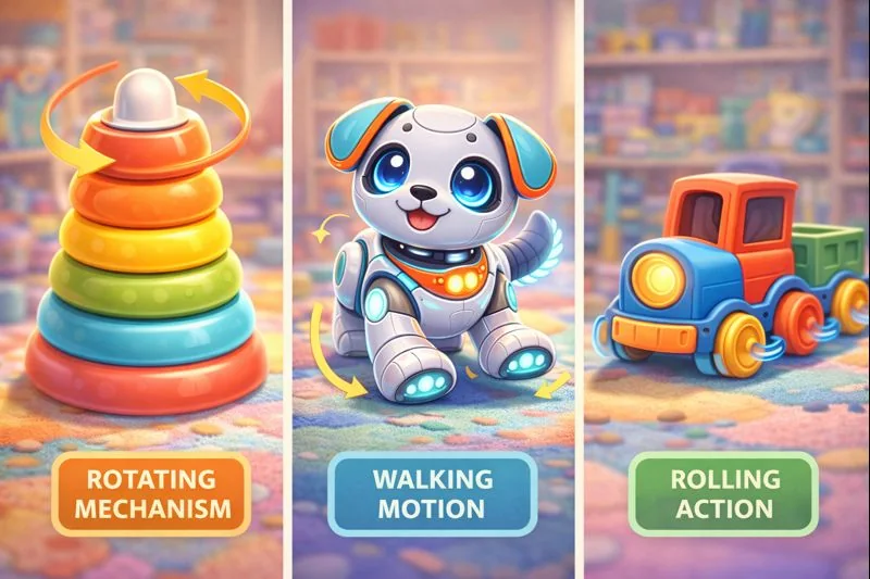 Illustration showing movement features in children’s toys